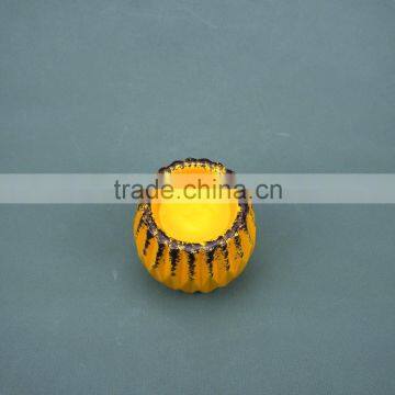 Home Decorative Yellow Glzaed Ceramic Tealight Candle Holders With Distressed Finish photo-2