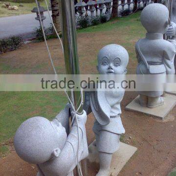 Outdoor Graden Decoration Stone Carving Marble Baby Buddha Little Monk Statue photo-5