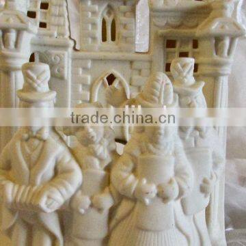 Bisque Porcelain Carolers Votive Holder, Partylite Village Christmas P0204 Candle Holder photo-4