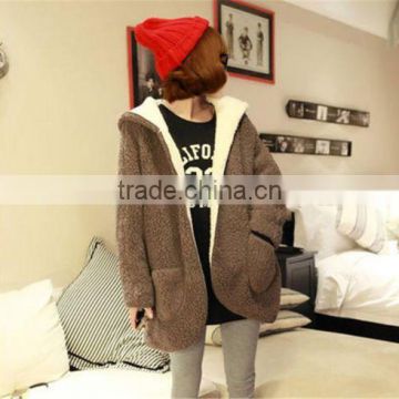 Hooded cardigan sweet color coat jacket tops new Long sleeve Women Girl dress