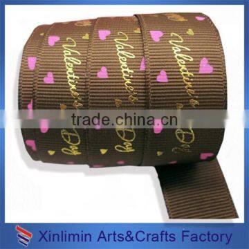 Custom new design printed logo made with love ribbon