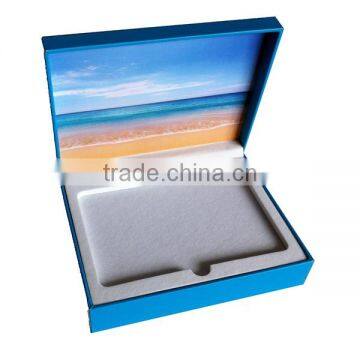 Luxury popular blue PU tablet computer customized box with EVA insert