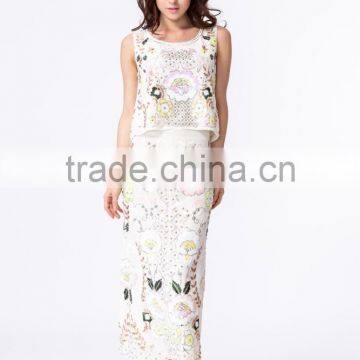 New Fashion Clothing Manufacturer Women Sequin Beaded Crop Top and Skirt photo-2