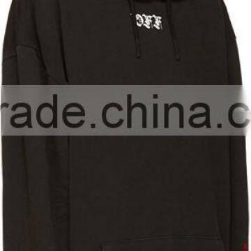 French Terry Hoodie at Hood Text Emdroidery Printed in White at Frontrib Knit Cuff Rib Knit Hem Tonal Stitching 100% Cotton photo-2