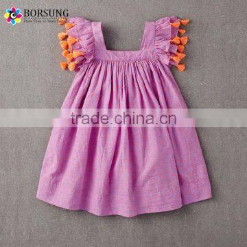 Orchid Boutique 100% Cotton Girls Special Osscasion Flower Dress Purple Ruffle Birthday Party Dresses