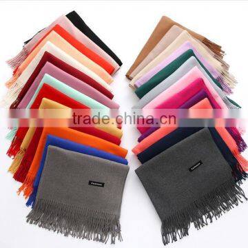 2017 lastest arrival plain solid color ladies cashmere scarf