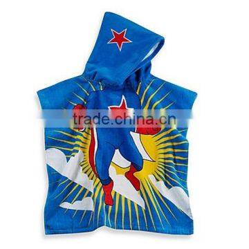 Kids printed superhero hooded beach towel in multi color,wholesale cotton beach towels printing