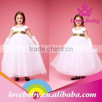 Baby Girls White Party Wedding Elegant Short Sleeves Maxi Dresses photo-5