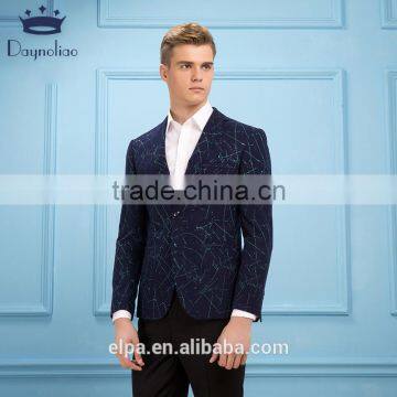 Daynoliao 2016 Latest Design Trendy One Button Slim Fit Casual Party Elbow Patches Blazer for Men photo-2