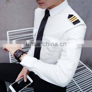 Man Air Line Pilot Uniform Shirt White and Black Pilot Shirt Long Sleeve Pilot Shirts photo-3