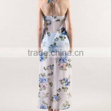 Bohemian Maxi Sexy Beach Dress Women Chiffon Maxi Printed Long Dresses photo-3