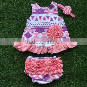 new design kids swing top set pink Azect swing top with bloomer sets infant toddler outfits with headband