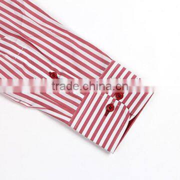 Burgundy Stripe Men's Stretch Shirts photo-2