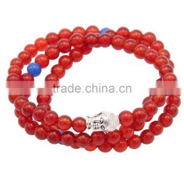 Three Layered Religion Tibet Charm Jewelry Red Beads Buddha Bracelet