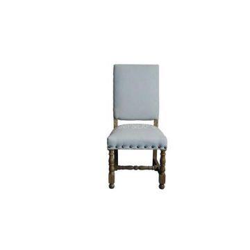 European Style Natural Linen Armless Vintage Dining Chairs