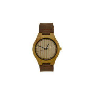 Cow Leather Strap Custom Design Bamboo Watch