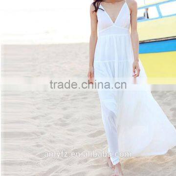 Net Sleeve Designer Kurti Long Dresses Cross Straps Beach V-neck Dress Women