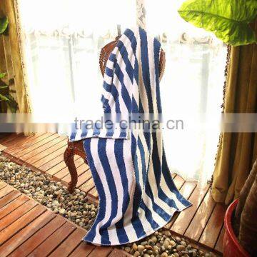 Wholesale blue white stripe luxury hotel cotton large custom beach towel