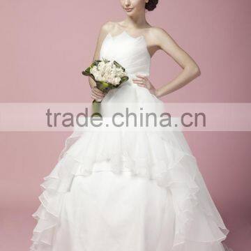 Ball Gown Bridal Dress Bowl Gown Straight Neck Straplesss Front Opened Ruffle Wedding Dress AS27702 photo-2