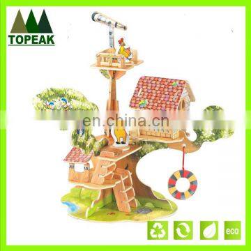 ECO-friendly children DIY castle architecture high quality wooden 3d puzzle