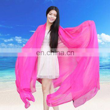 Beautiful beach super long pure color silk scarf