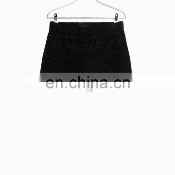 Fashion Ladies High Waist Woven Guipure Polyester Shorts 2015 Summer