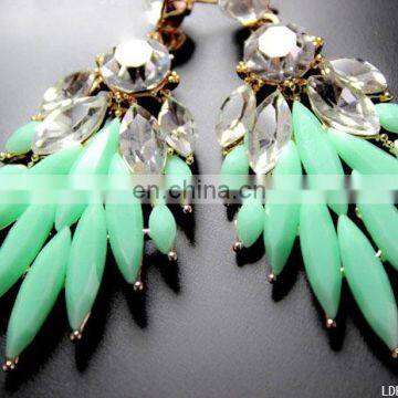 Fashionable exquisite occident mint green crystal earring stud