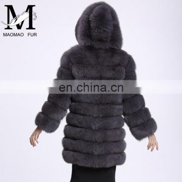 2017 Latest Design Fur Hooded Jacket Fashion Genuine Fox Fur Coat Womens Clothes