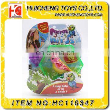 B/O singing parrot pvc card packing sound control singging bird toys