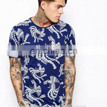 Latest fashion Round neck men's top /plyester blend summer t-shirt digital printing for OEM