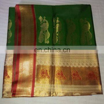 Women's Dress Indian Ethnic Zari Work Pallu Silk Sari Wedding wear Saree