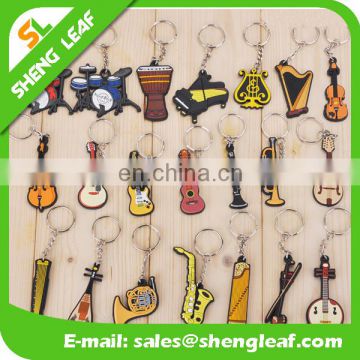 musical instrument violin rubber pvc keychains custom keyring key ring