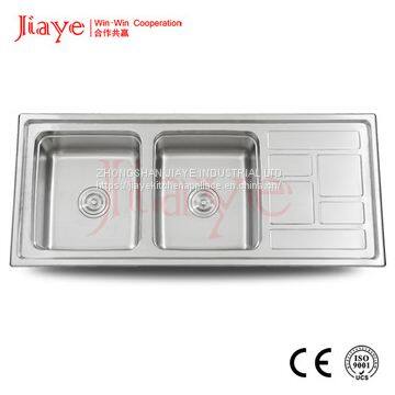 JY-11650F 2018 normal kitchen sink, double bowl drain board sinks for home appliances