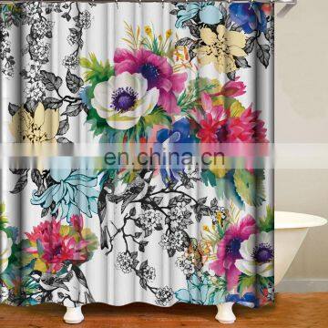 I@home Ready Made Modern Digital Printing 3d Burlap Flower Colorful Shower Curtain Waterproof photo-5