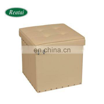 Reatai PVC Leather Folding Square Storage Home Stool Foldable Ottoman for Clothes photo-4