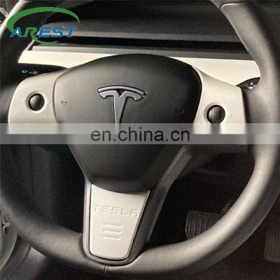 3pcs Pearl White for Tesla Model 3 Y Steering Wheel Patch Decoration Interior Modified Accessories