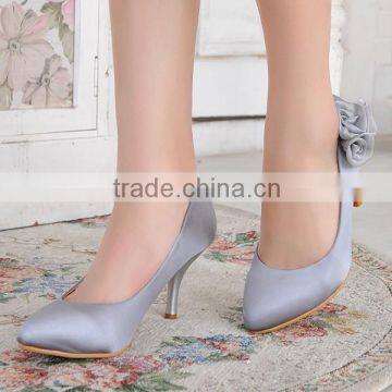 Hot Sale Elegant Designer Lady Silver Gray Bridal Wedding Office Party Dress Shoes photo-2