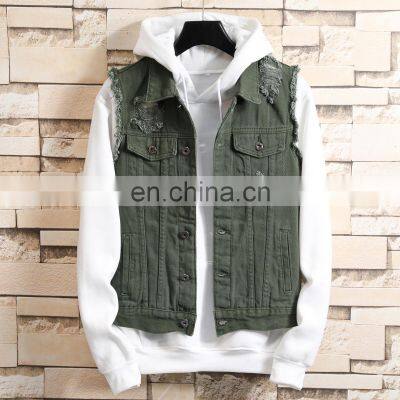 The New Autumn 2021 Jacket Spandex / Polyester Plus Size Slim Sleeveless Vest Can Be Printed Denim Jacket Foe Men Bomber Jacket