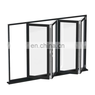 Aluminium tempered glass bi folding windows horizontal folding window aluminum bifold window