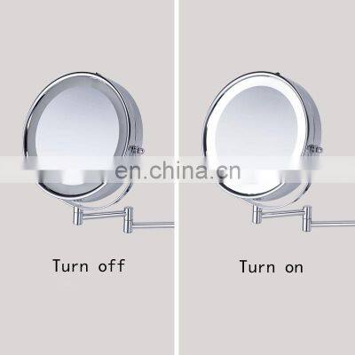 2021 New Item 2-Face Round 5x Magnifying Wall Mount Bathroom Makeup Led Light Mirror photo-4