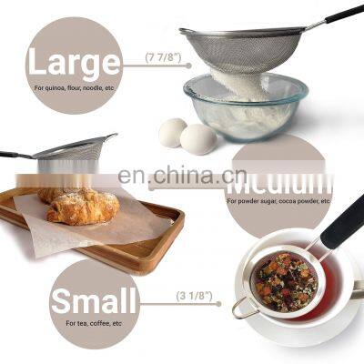 Set of 3 Stainless Steel Fine Mesh Strainers Graduated Sizes 3.38