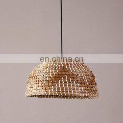 Wicker Farmhouse Woven Straw Chandelier, Rustic Seagrass Pendant Lighting