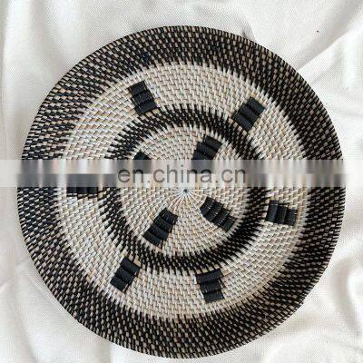 Hot Sale Woven Rattan Wall Basket Black and White Minimalistic Design decoration Wholesale Vietnam Supplier