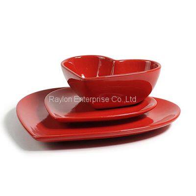 Wholesale Heart Shaped Dinner Set Plates With Bowl