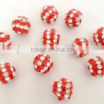 fashion colorful shamballa beads for bracelets findings stripe crystal red rhinestone pave beadings