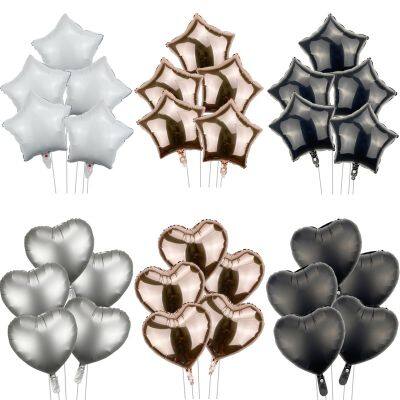 Valentine's Day Star Balloon 5pcs 18 Inch Black Rose Gold Wedding Balloon Aluminum Film Birthday Decoration Baby Shower Balloons