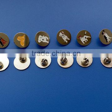 custom different style dogs enameled engraved metal badges with rubber clutch