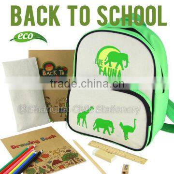 Eco stationery set backpack school bag