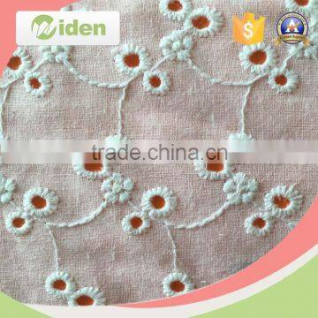 Hot selling white color floral pattern cotton embroidery lace fabric                        
                                                                                Supplier's Choice