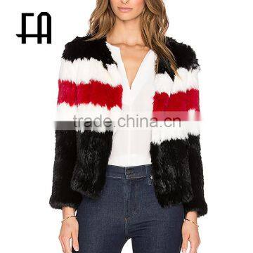 Factory wholesale price knitted rabbit fur jacket /rabbit fur jacket